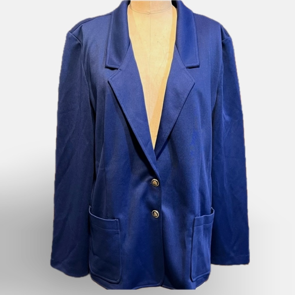 Vintage Cape Cod Match Mates navy blue‎ blazer suit jacket polyester 70s preppy